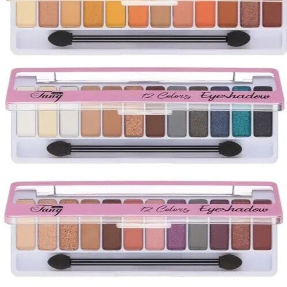 Fang 12 Color Waterproof Eyeshadow Matte & Shimmer With Brush New #D